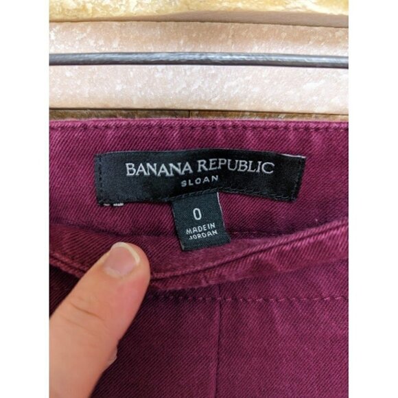 Banana Republic Women's Maroon Sloan Gold Button Pants Size 0 - Picture 4 of 6